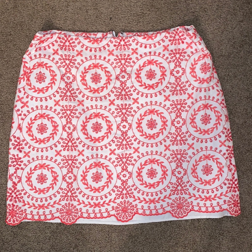 Loft orange and white summer skirt
